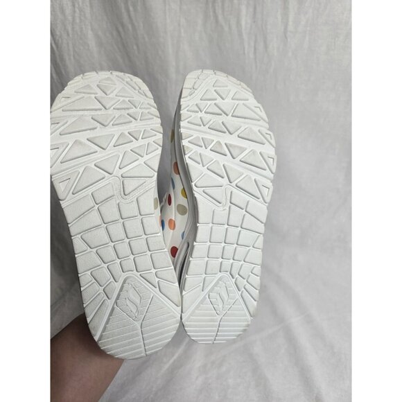 Womens SKECHERS STREET UNO-SPOTTED AIR White Multi Dot LEATHER Shoes 6 - Picture 9 of 16